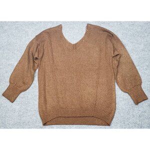 Rue21 Sweater Womens S Brown Long Sleeve Solid Minimalist V-Neck Pullover New